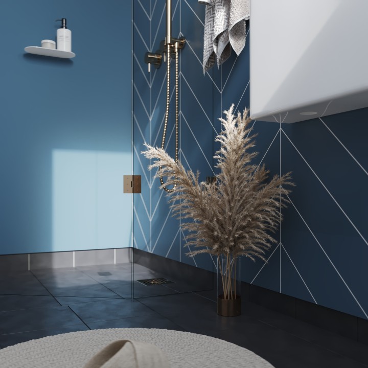 Dusty Blue Chevron Urban Tile Effect - Fibo