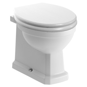 Bari Traditional Back to Wall Toilet & Satin White Wood Effect Seat