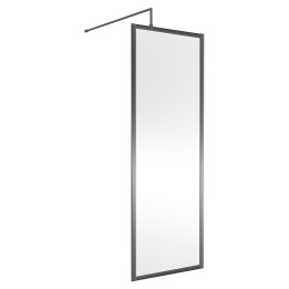 Wall Fixed 8mm Full Outer Framed Wetroom Screens 1850mm(H) - Brushed Pewter (Includes x1 Wall Bracket) - 8 Sizes