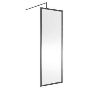 Wall Fixed 8mm Full Outer Framed Wetroom Screens 1850mm(H) - Brushed Pewter (Includes x1 Wall Bracket) - 8 Sizes