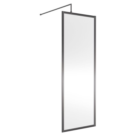 Wall Fixed 8mm Full Outer Framed Wetroom Screens 1850mm(H) - Brushed Pewter (Includes x1 Wall Bracket) - 8 Sizes