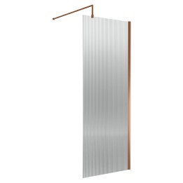 Wall Fixed 8mm Fluted Wetroom Glass Screens 1850mm(H) - Brushed Bronze (Includes x1 Wall Bracket) - 5 Sizes