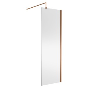 Wall Fixed 8mm Wetroom Shower Screens 1850mm(H) - Brushed Bronze (Includes x1 Wall Bracket) - 11 Sizes