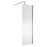Wall Fixed 8mm Wetroom Shower Screens 1850mm(H) - Brushed Bronze (Includes x1 Wall Bracket) - 11 Sizes