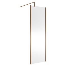 Wall Fixed 8mm Outer Framed Wetroom Screens 1850mm(H) - Brushed Bronze (Includes x1 Wall Bracket) - 8 Sizes
