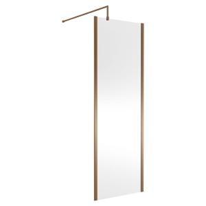 Wall Fixed 8mm Outer Framed Wetroom Screens 1850mm(H) - Brushed Bronze (Includes x1 Wall Bracket) - 8 Sizes