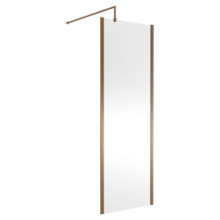Wall Fixed 8mm Outer Framed Wetroom Screens 1850mm(H) - Brushed Bronze (Includes x1 Wall Bracket) - 8 Sizes