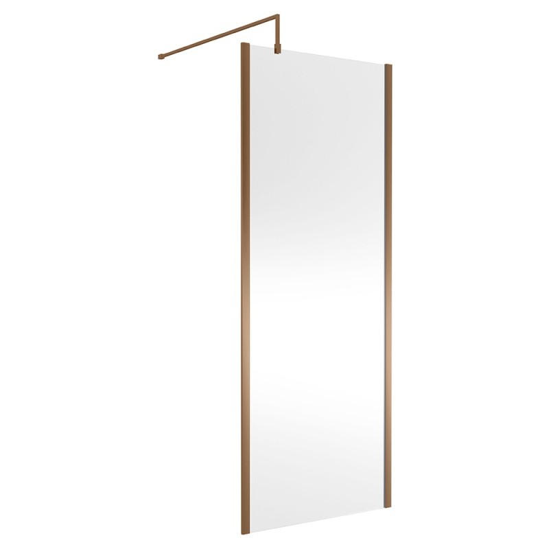 Wall Fixed 8mm Outer Framed Wetroom Screens 1850mm(H) - Brushed Bronze (Includes x1 Wall Bracket) - 8 Sizes