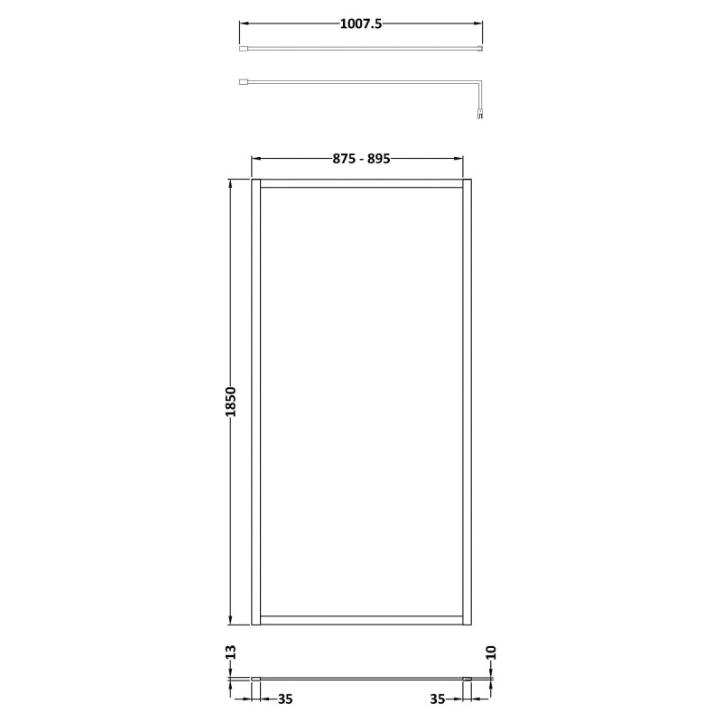 Wall Fixed 8mm Outer Framed Wetroom Screens 1850mm(H) - Brushed Bronze (Includes x1 Wall Bracket) - 8 Sizes
