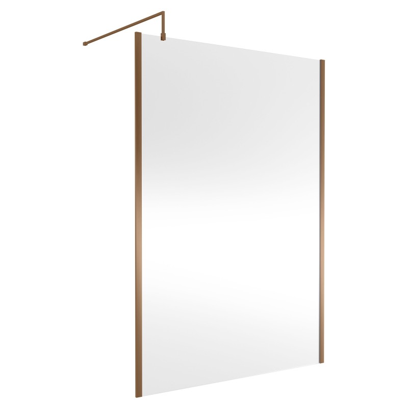 Wall Fixed 8mm Outer Framed Wetroom Screens 1850mm(H) - Brushed Bronze (Includes x1 Wall Bracket) - 8 Sizes