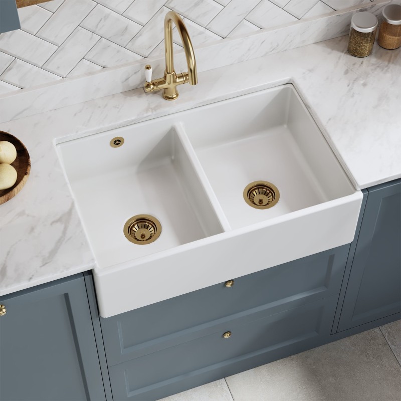 Fireclay Butler Sink  with Stepped Weir & Overflows 795mm(w) x 500mm(d) x 220mm(h)