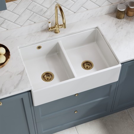 Fireclay Butler Sink  with Stepped Weir & Overflows 795mm(w) x 500mm(d) x 220mm(h)