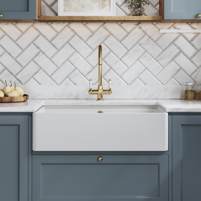 Fireclay Butler Sink  with Ledge 795mm(w) x 460mm(d) x 220mm(h)