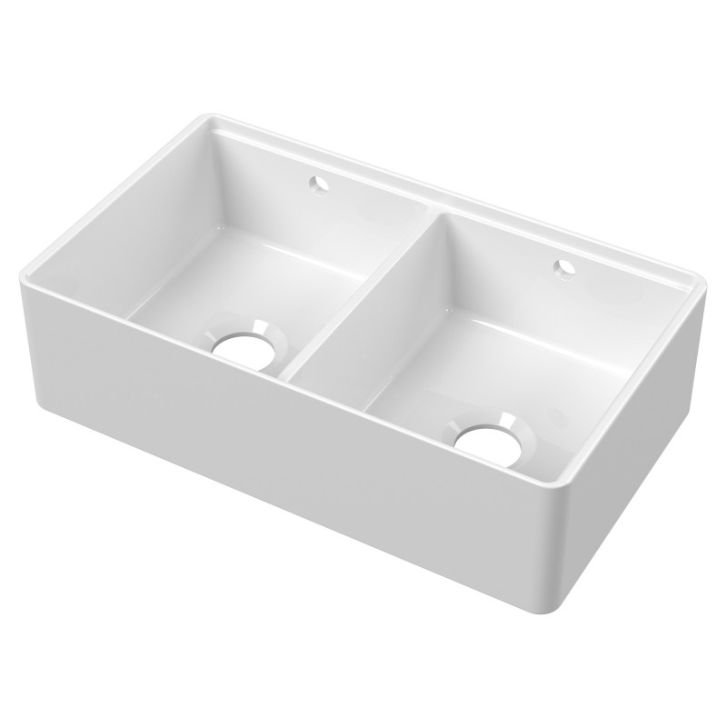 Fireclay Double Bowl Butler Sink  with Ledge 795mm(w) x 460mm(d) x 220mm(h)
