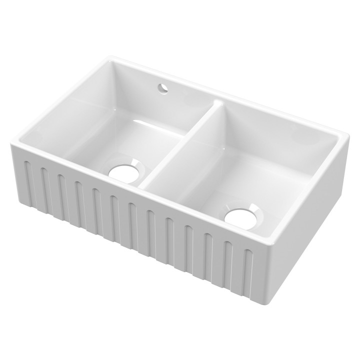 Fluted Fireclay Butler Sink Stepped Weir 795mm(w) x 500mm(d) x 220mm(h)