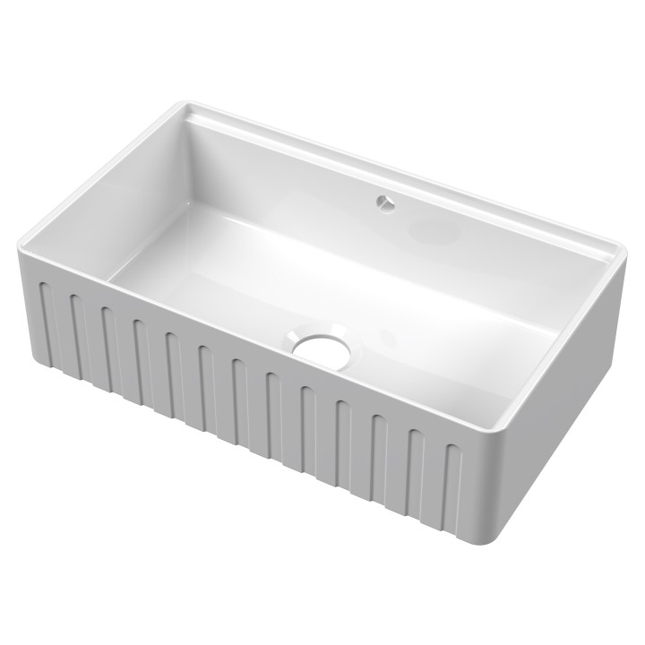 Fluted Fireclay Butler Sink with Ledge 795mm(w) x 460mm(d) x 220mm(h)