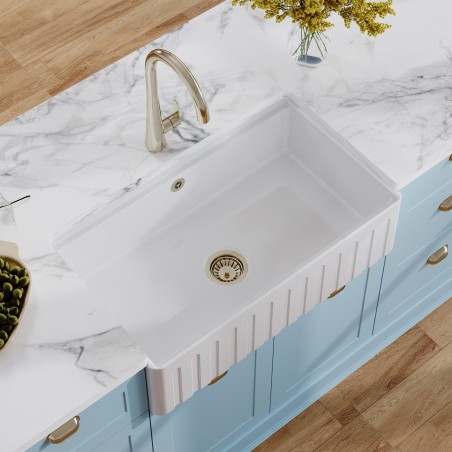Fluted Fireclay Butler Sink with Ledge 795mm(w) x 460mm(d) x 220mm(h)