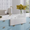 Fluted Fireclay Double Bowl Butler Sink with Ledge 795mm(w) x 460mm(d) x 220mm(h)