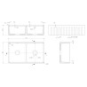 Fluted Fireclay Double Bowl Butler Sink with Ledge, Grid & Chopping Board 795mm(w) x 460mm(d) x 220mm(h)