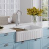 Fluted Fireclay Double Bowl Butler Sink with Ledge, Grid & Chopping Board 795mm(w) x 460mm(d) x 220mm(h)