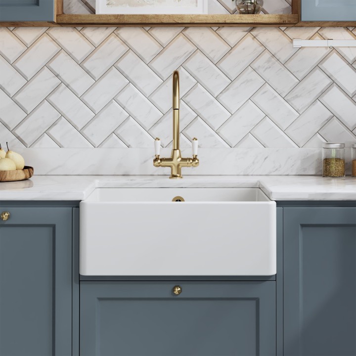 Fireclay Butler Sink Square Back 595mm(w) x 450mm(d) x 220mm(h)