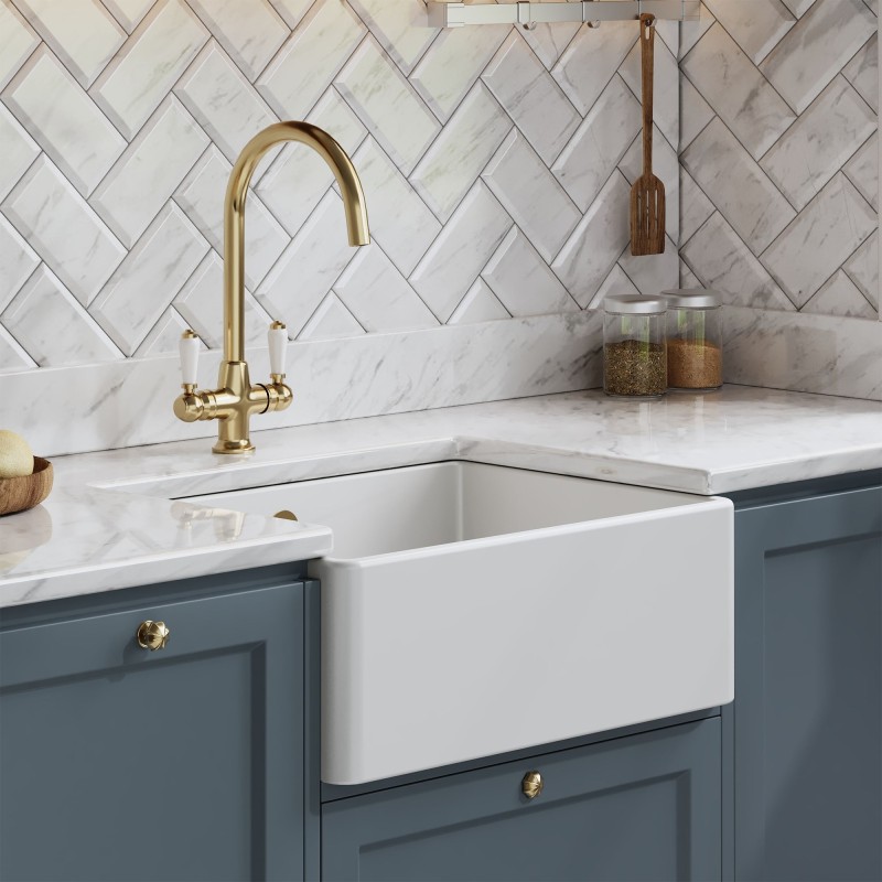 Fireclay Butler Sink Square Back 595mm(w) x 450mm(d) x 220mm(h)