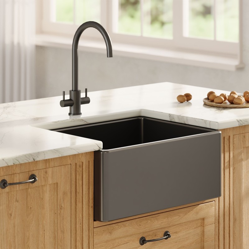 Black Fireclay Belfast Sink 595mm(w) x 455mm(d) x 254mm(h)