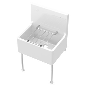 Fireclay Cleaner Sink with Grid & Legs 515mm(w) x 393mm(d) x 535mm(h)