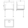 Fireclay Cleaner Sink with Grid & Legs 455mm(w) x396mm(d) x 362mm(h)