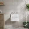 Fireclay Cleaner Sink with Grid & Legs 455mm(w) x396mm(d) x 362mm(h)