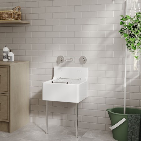 Fireclay Cleaner Sink with Grid & Legs 455mm(w) x396mm(d) x 362mm(h)