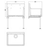 Fireclay Cleaner Sink with Grid & Legs 515mm(w) x 393mm(d) x 382mm(h)