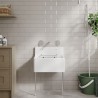 Fireclay Cleaner Sink with Grid & Legs 515mm(w) x 393mm(d) x 382mm(h)