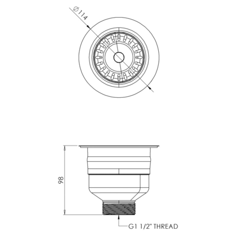 TOP-FIX Kitchen Strainer without Overflow - Chrome
