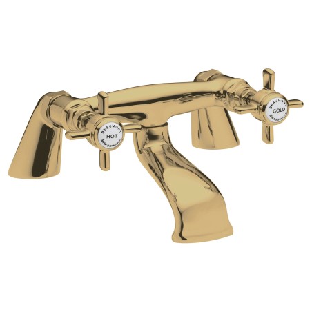 Beaumont Brushed Brass Traditional Cross Head Deck Mounted Bath Filler Tap