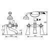 Beaumont Twin Lever Traditional Brushed Brass Deck Mounted Bath/Shower Mixer with Hand Shower & Parking Bracket