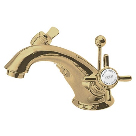 Beaumont Brushed Brass Luxury Mono Basin Mixer Tap Dual Handle with Pop-up Waste