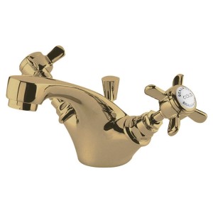 Beaumont Brushed Brass Mono Basin Mixer Tap Dual Handle with Pop-up Waste