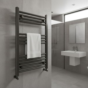 500mm (w) x 800mm (h) Straight Gunmetal Towel Rail