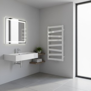 500mm (w) x 800mm (h) Lattice White Vertical Designer Radiator Towel Rail