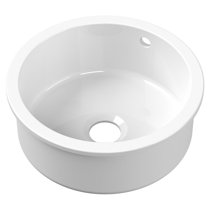 Fireclay Undermount Round Sink with Overflow 460mm(w) x 191mm(h)