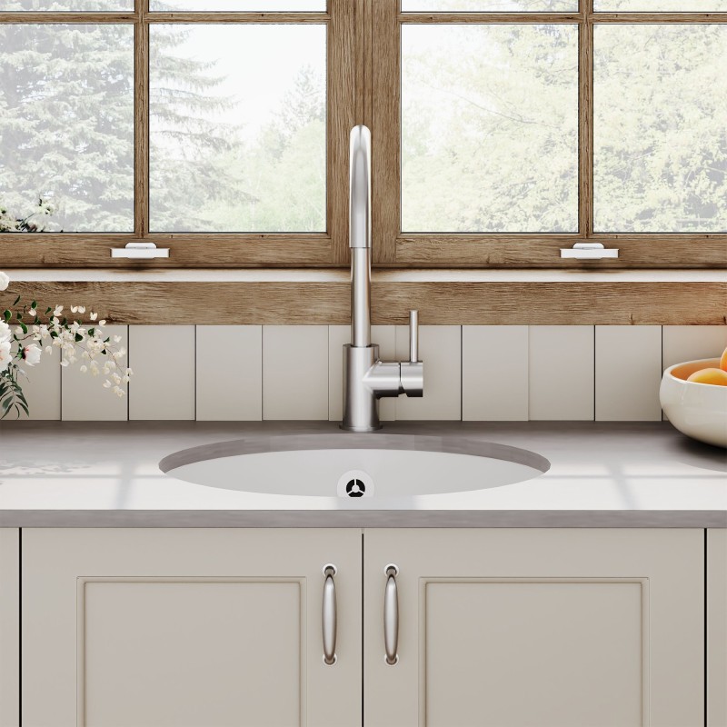 Fireclay Undermount Round Sink with Overflow 460mm(w) x 191mm(h)