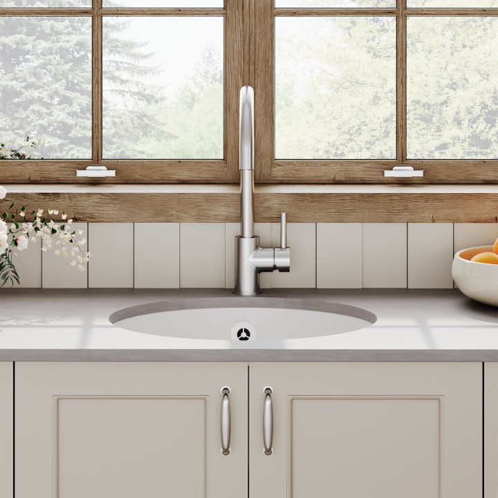 Fireclay Undermount Round Sink with Overflow 460mm(w) x 191mm(h)