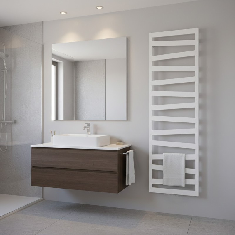 550mm (w) x 1600mm (h) Lattice White Vertical Designer Radiator Towel Rail - closeup