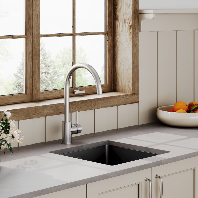 Black Fireclay Undermount Sink with Overflow 457mm(w) x 457mm(d) x 203mm(h)