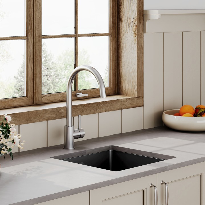 Black Fireclay Undermount Sink with Overflow 457mm(w) x 457mm(d) x 203mm(h)