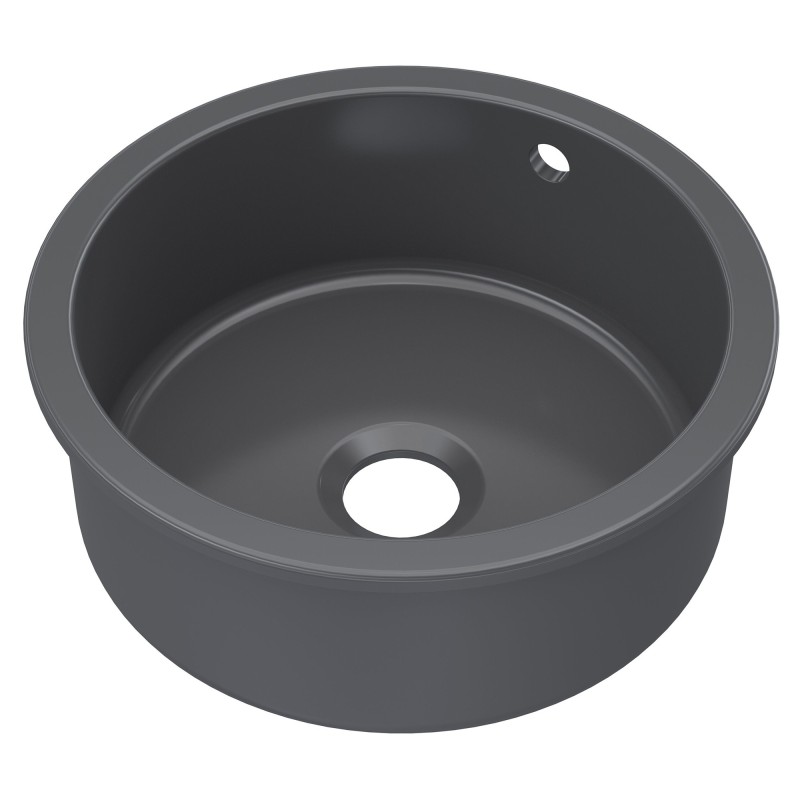 Black Fireclay Undermount Round Sink with Overflow 460mm(w) x 191mm(h)