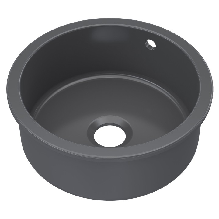 Black Fireclay Undermount Round Sink with Overflow 460mm(w) x 191mm(h)
