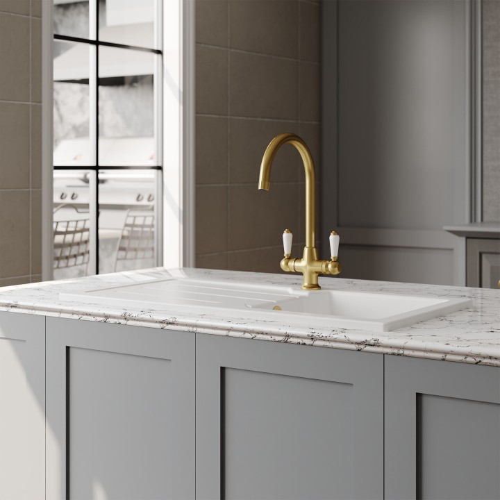 Fireclay Counter Top Sink Single Bowl 865mm(w) x 525mm(d) x 235mm(h)