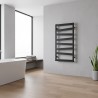 500mm (w) x 800mm (h) Lattice Matt Black Vertical Designer Radiator Towel Rail - closeup